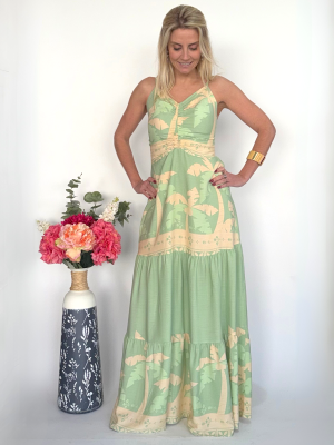 Vestido Largo “Brisa Tropical” tirantes finos color verde